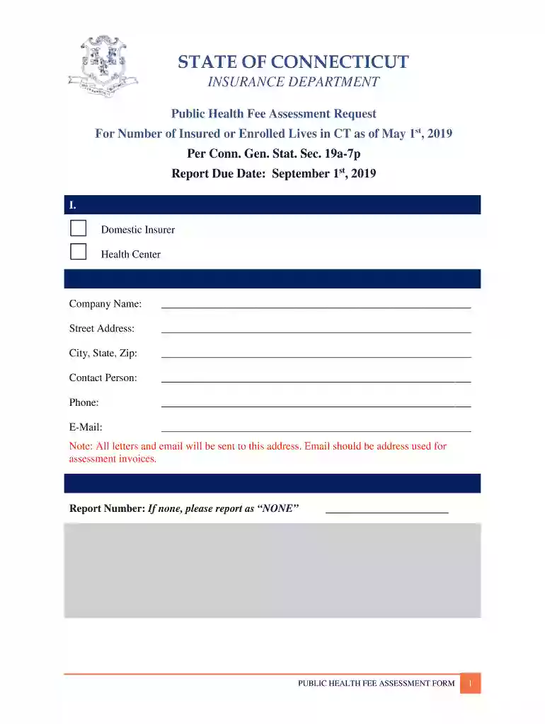 Public Health Fee Assessment Report Preview on Page 1