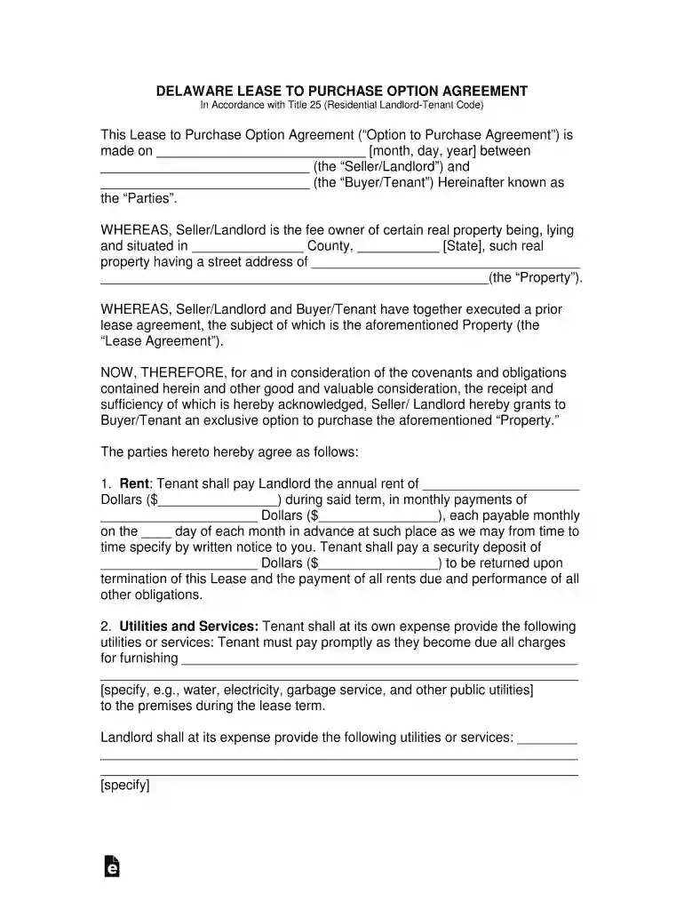 delaware purchase agreement Preview on Page 1