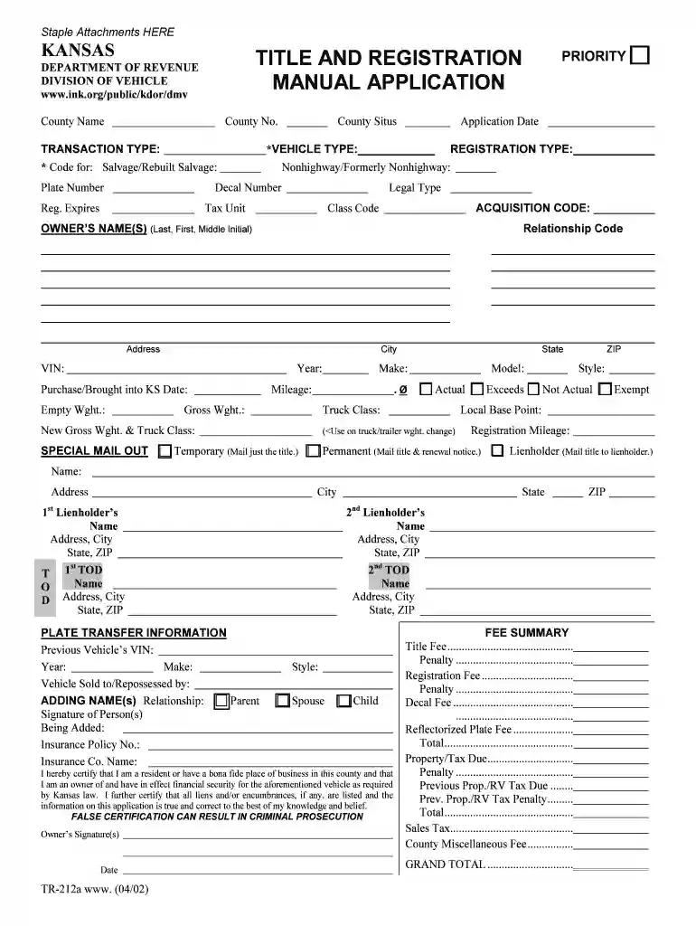 Kansas Department of Revenue Division of Vehicles - Vehicle Preview on Page 1