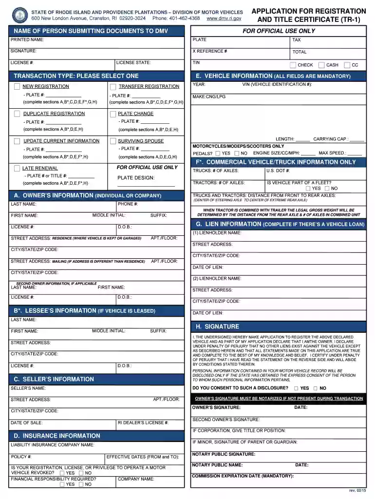 Tr 1 Form Ri - Fill Online, Printable, Fillable, BlankDocHub Preview on Page 1