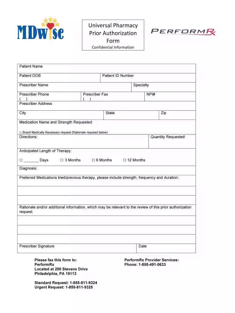 universal pharmacy prior authorization form pdf Preview on Page 1