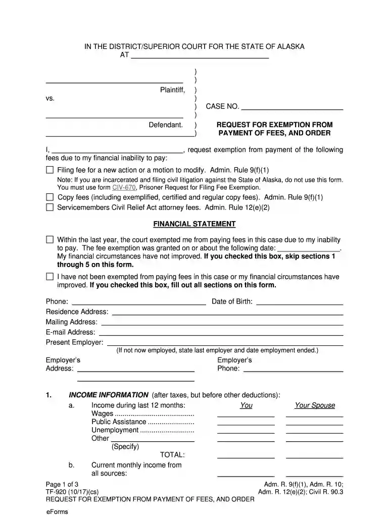 alaska tf 920 form Preview on Page 1