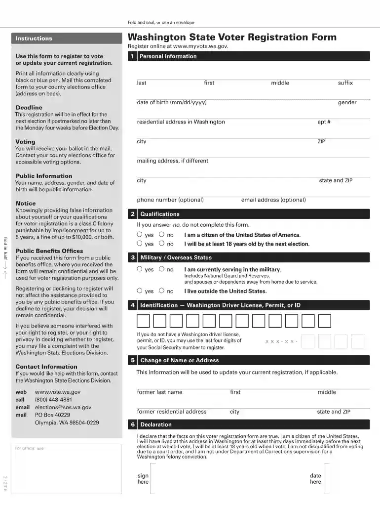 Fillable Online sos wa Fold and seal, or use an envelope Preview on Page 1
