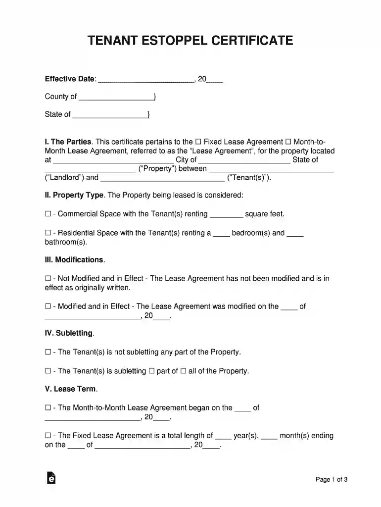 Commercial Lease Agreement Template - eForms Preview on Page 1