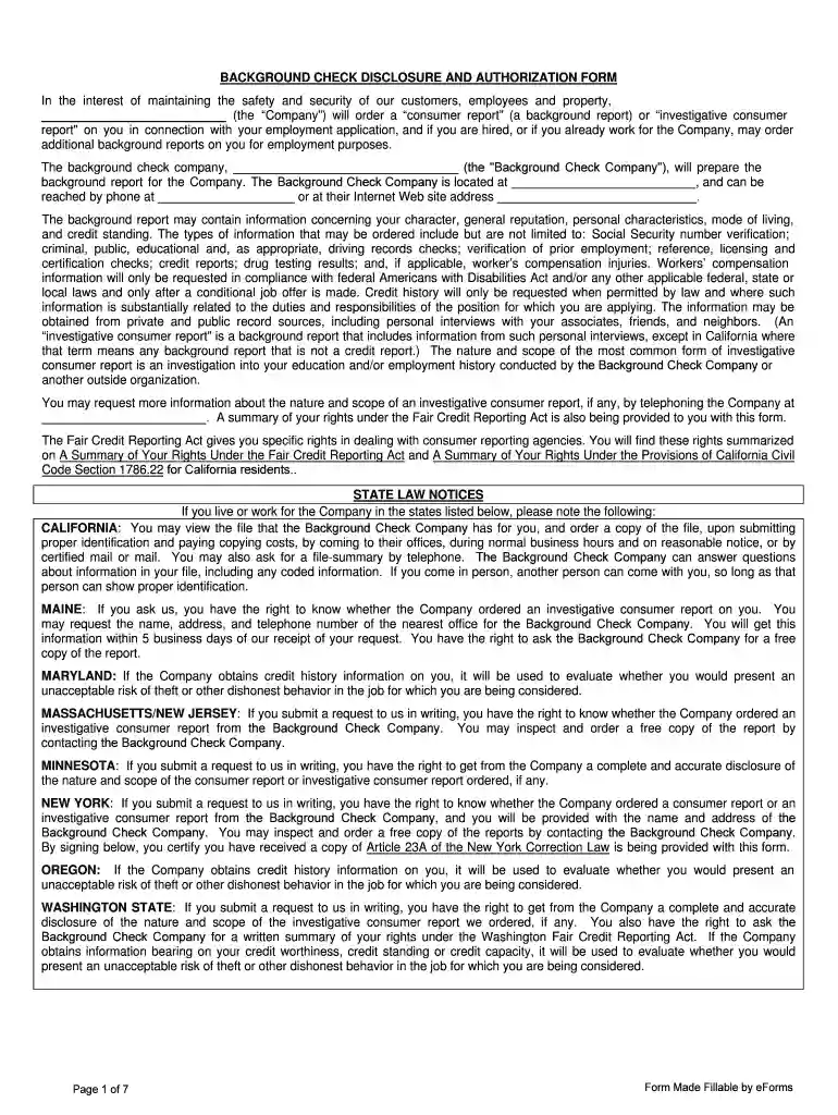 california background check authorization form Preview on Page 1