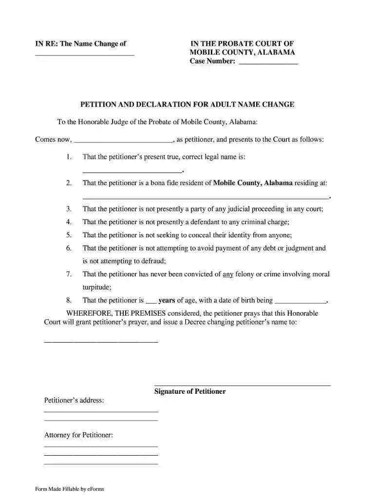 Free Alabama Name Change Forms - How to Change Your Preview on Page 1