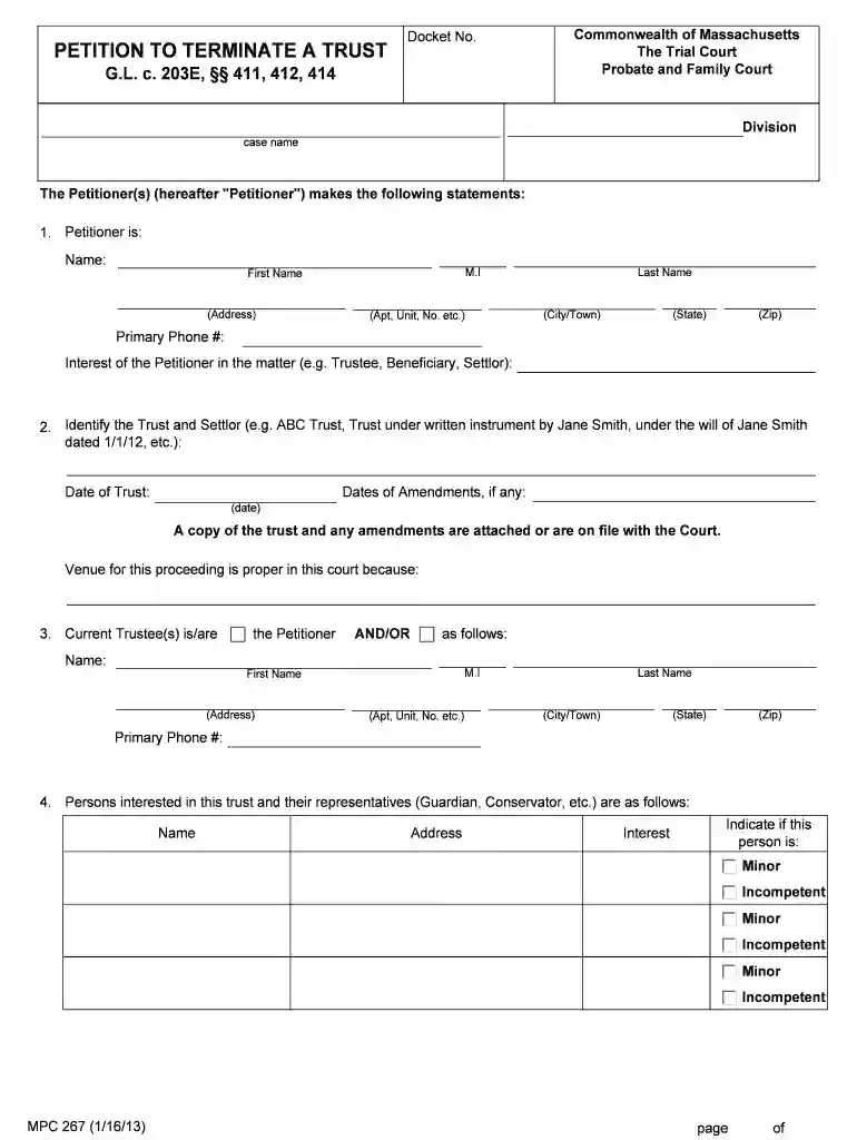 petition terminate trust Preview on Page 1
