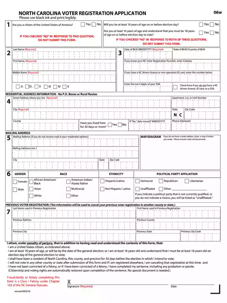 nc voter registration form Preview on Page 1