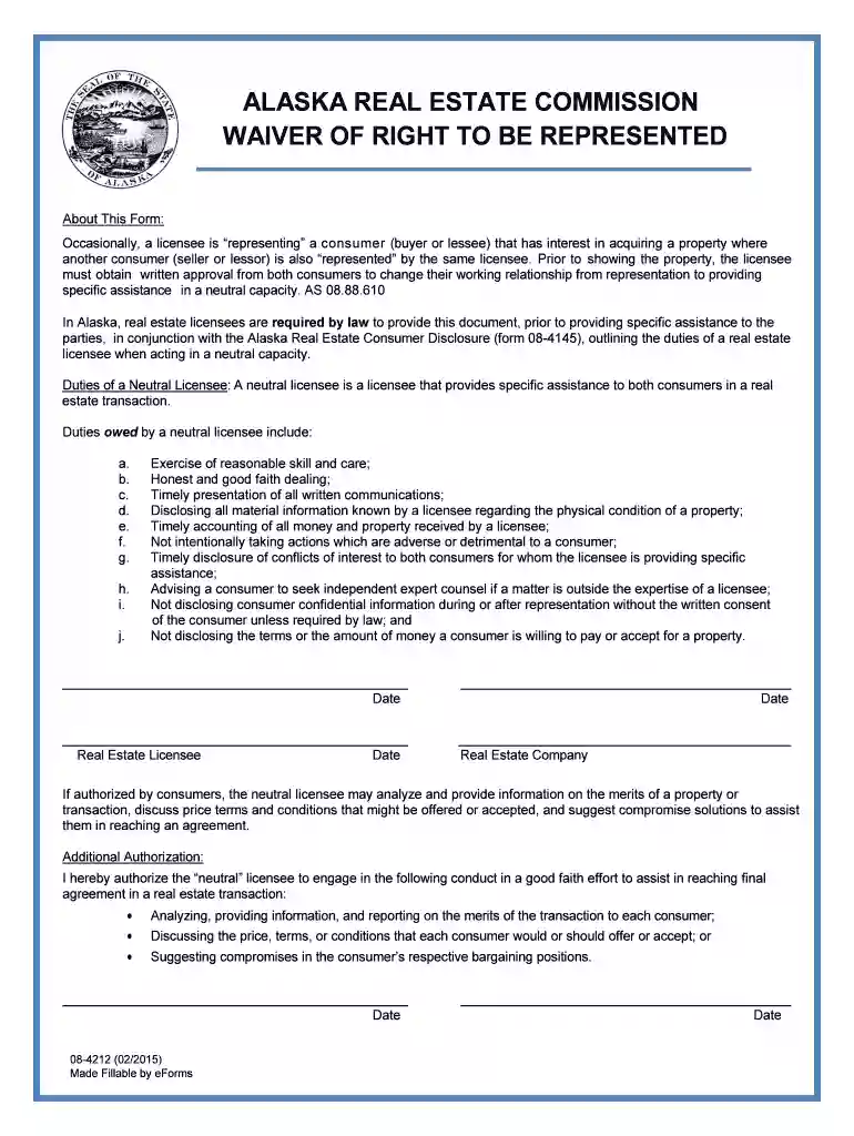 Alaska Neutral Licensee Consent Form rec4212 Preview on Page 1