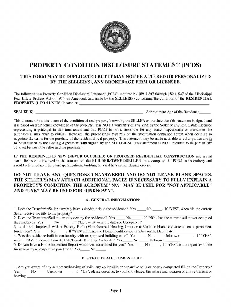 home sale disclosure form Preview on Page 1