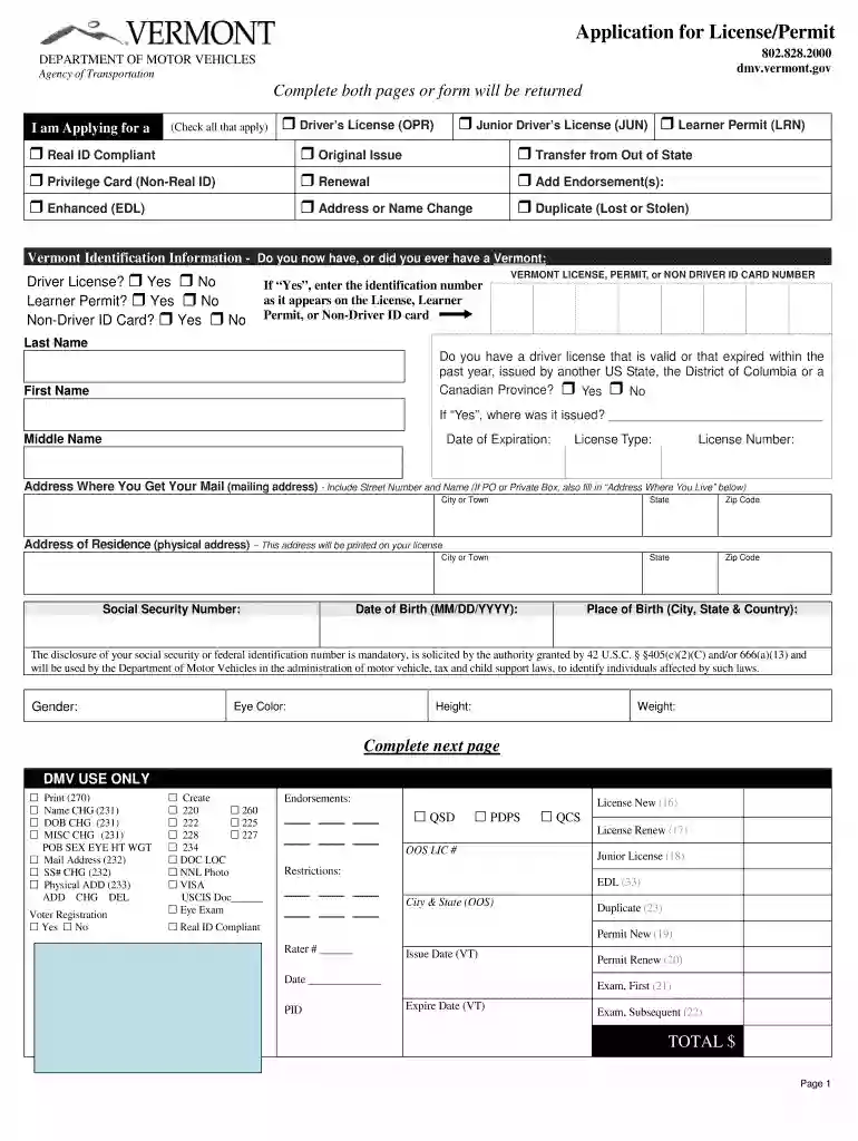 drivers license renewal form printable Preview on Page 1