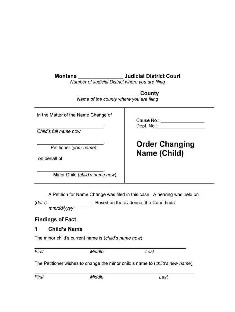 Order Changing Name (Child) Preview on Page 1