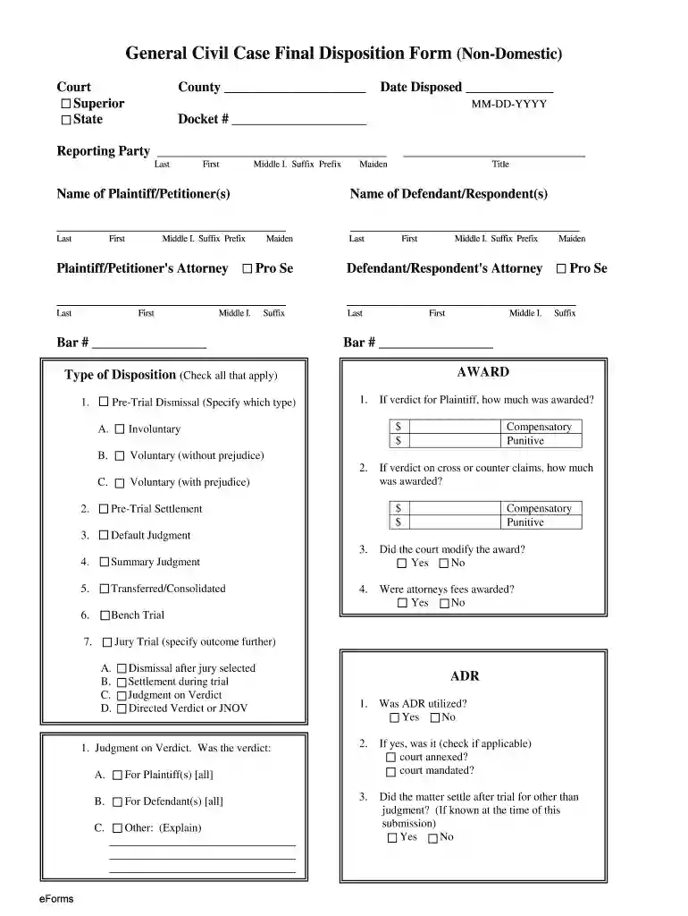 Georgia Domestic Relations Case Filing Information Form (Non-Domestic) Preview on Page 1