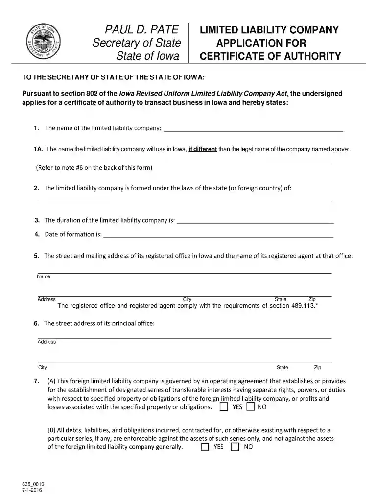 PAUL D PATE APPLICATION FOR AMENDED Secretary of State Preview on Page 1