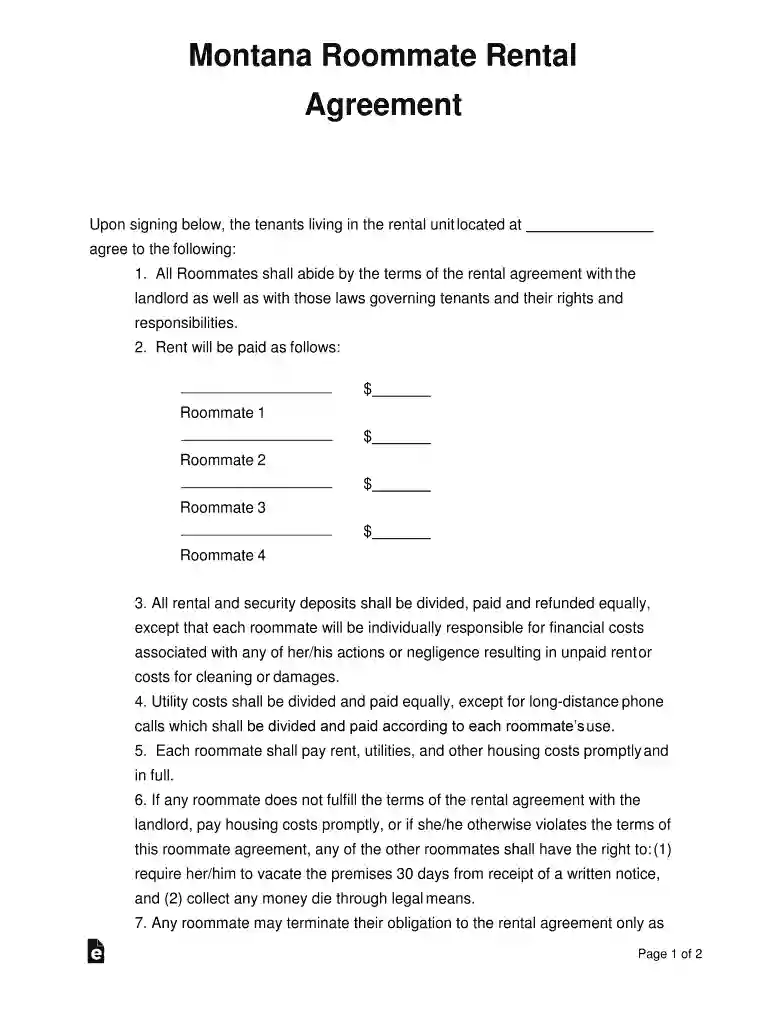 what is a roommate agreement Preview on Page 1