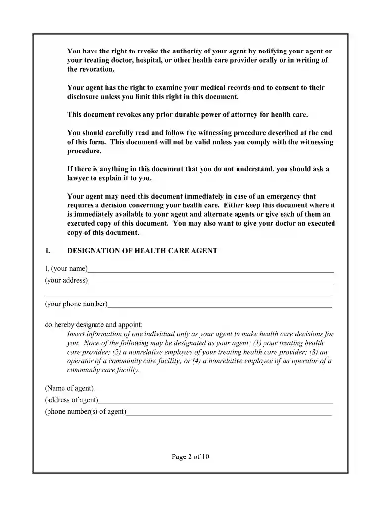 Durable Power of Attorney for Health CareLifespan Preview on Page 1