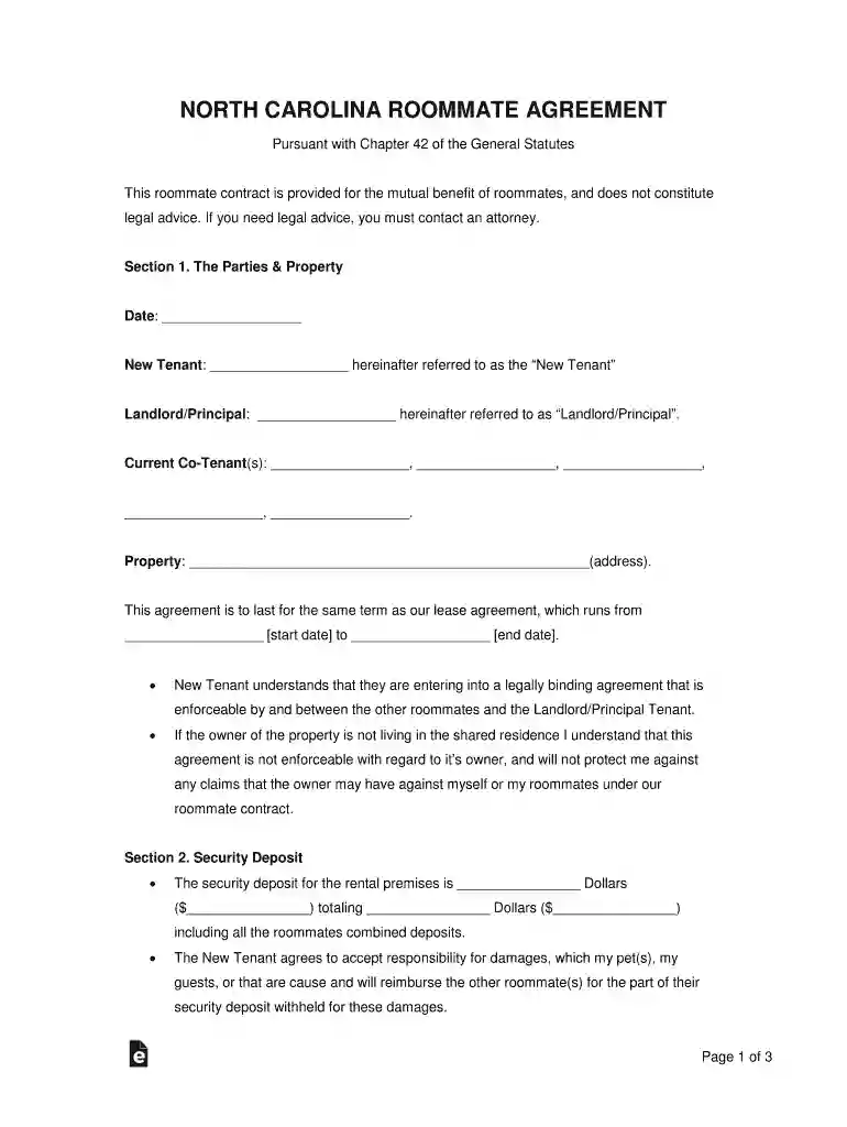 room lease agreement Preview on Page 1