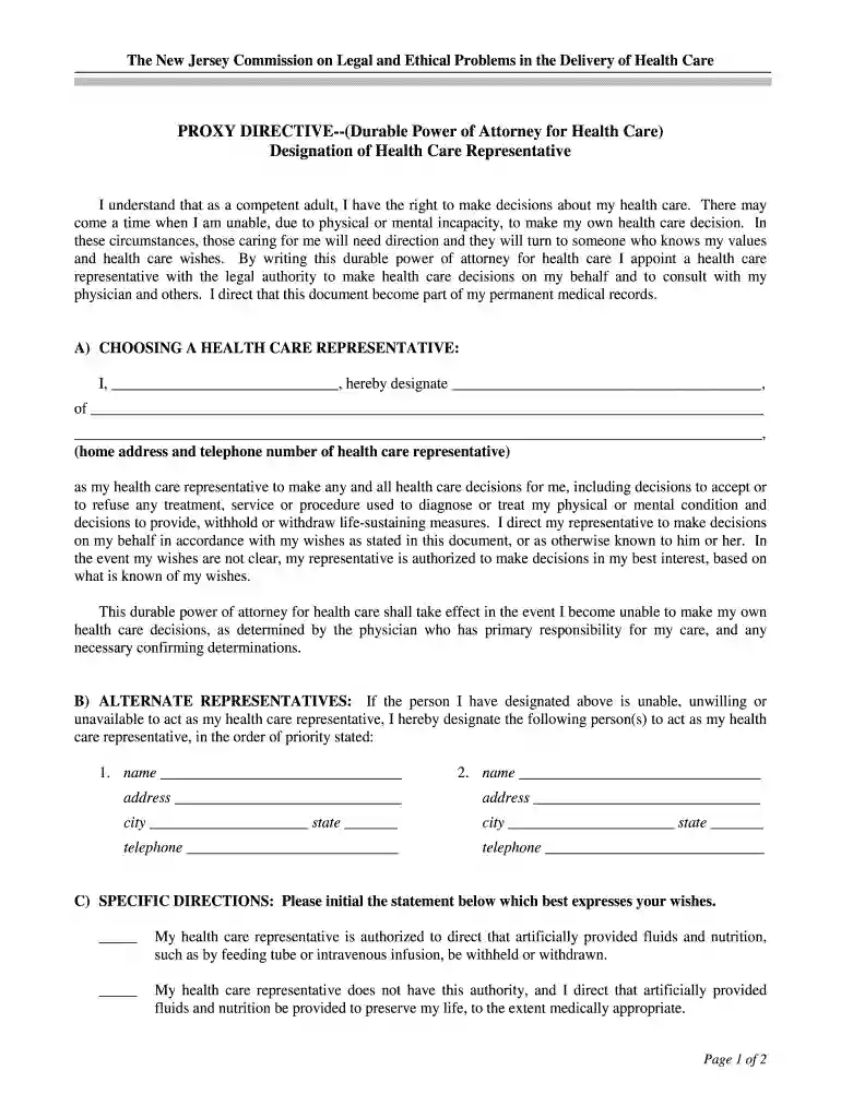 Department of HealthAdvance DirectiveForms & FAQs Preview on Page 1