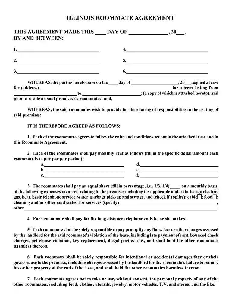 Roommate agreement sample in Word and Pdf formats Preview on Page 1
