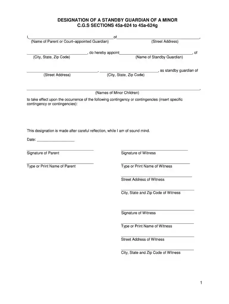 connecticut standby guardian form Preview on Page 1