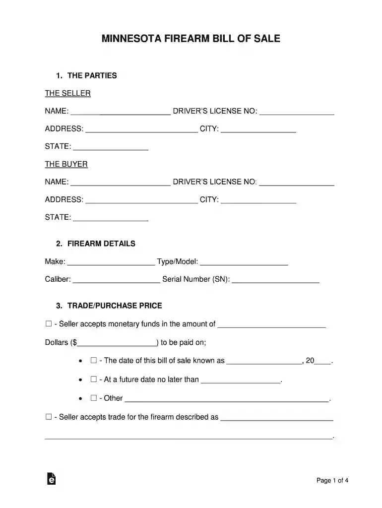 firearm bill of sale pdf Preview on Page 1