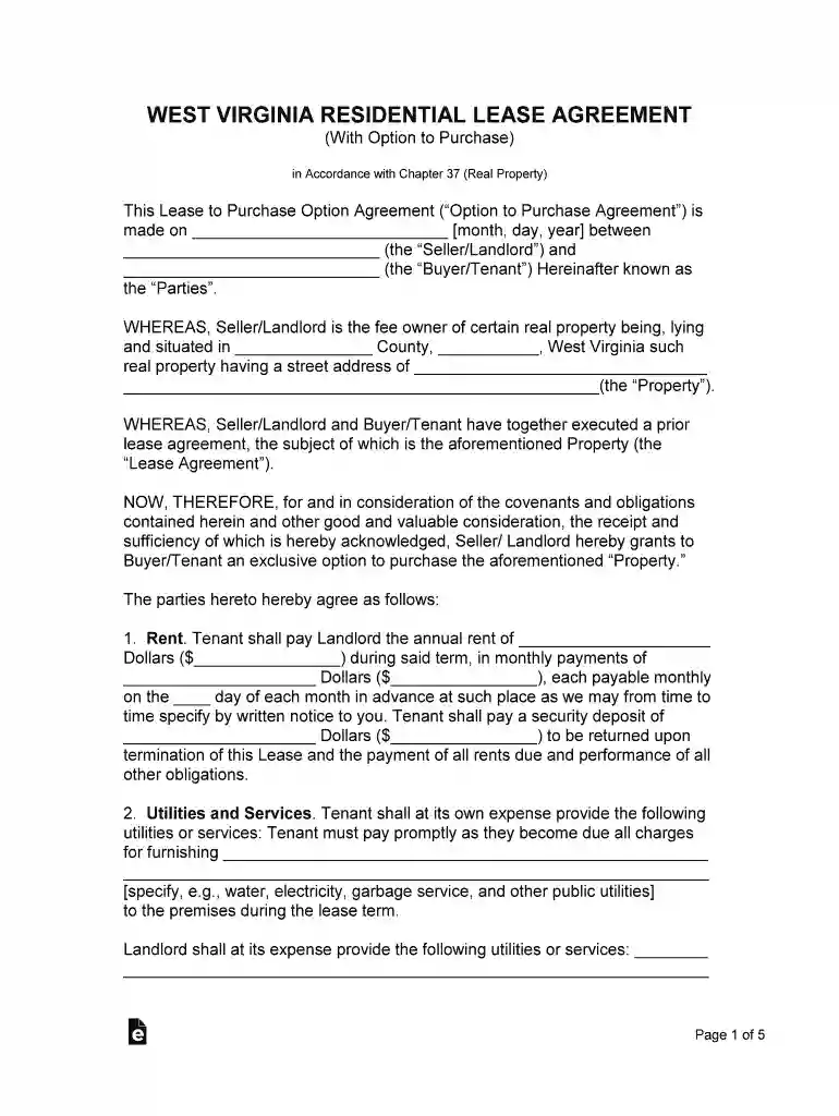 Free Alabama Lease to Own (Option to Purchase) Agreement Preview on Page 1
