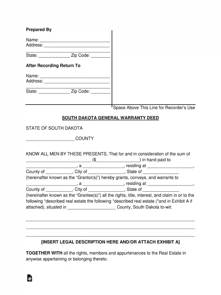 south dakota general warranty deed Preview on Page 1