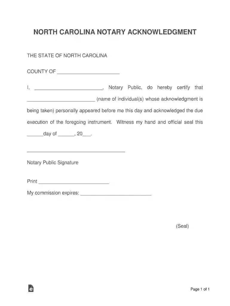 every document to be notarized must include a notarial acknowledgement Preview on Page 1