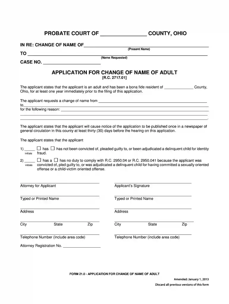 PROBATE COURT OF COUNTY, OHIO , JUDGE IN RE: CHANGE OF Preview on Page 1