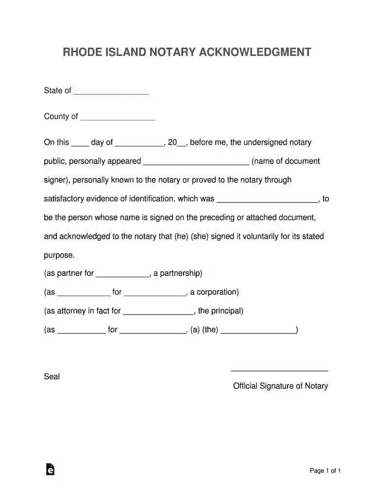 RI Notarial Certificates Preview on Page 1