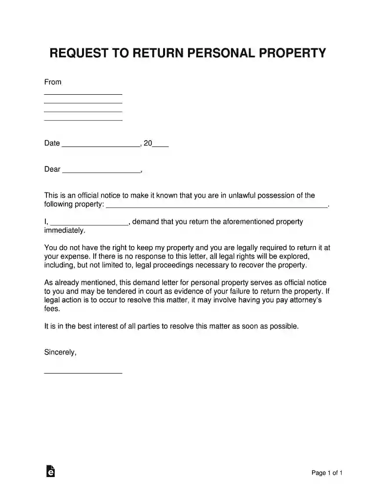 return property personal demand Preview on Page 1