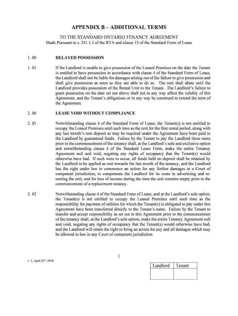 additional terms tenancy agreement Preview on Page 1
