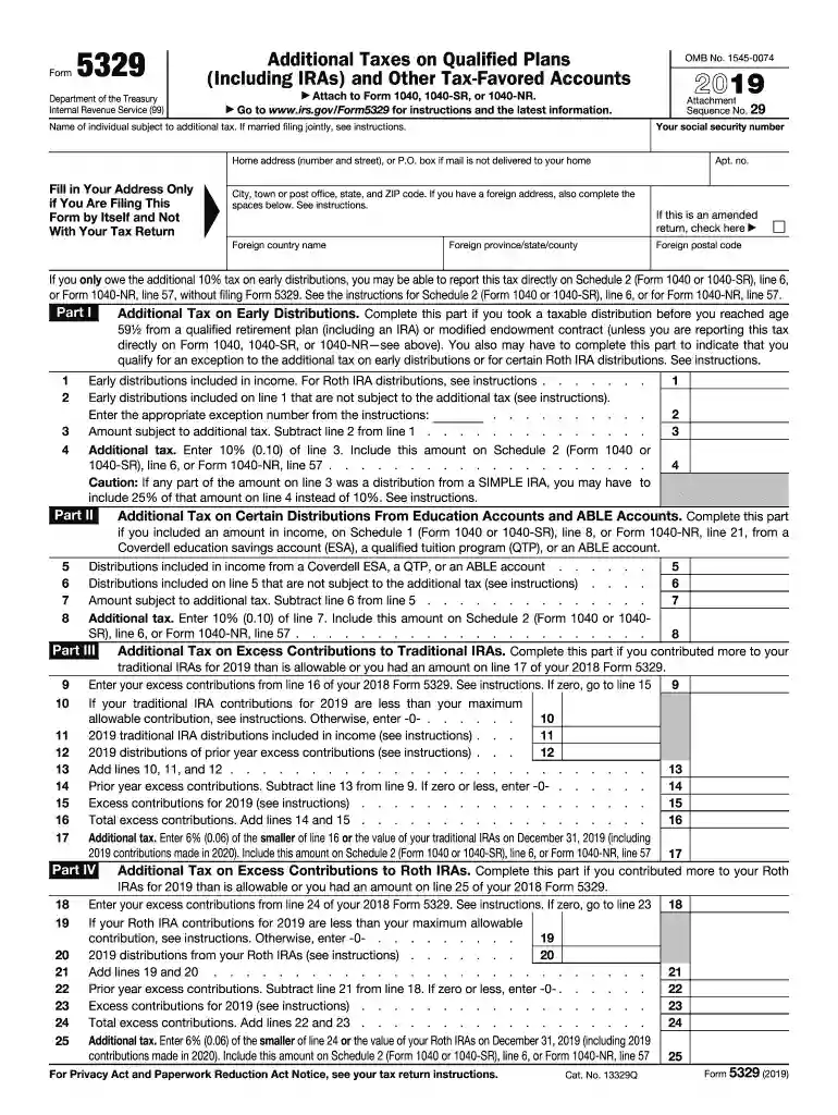 2019form 5329 Preview on Page 1