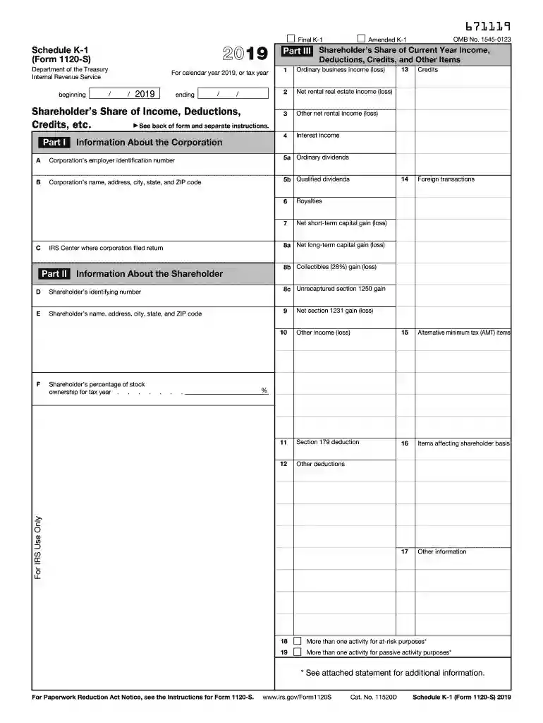2019 schedule k 1 form Preview on Page 1