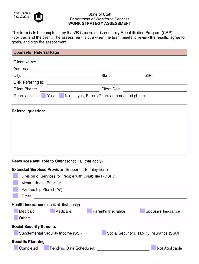 work strategy assessment Preview on Page 1