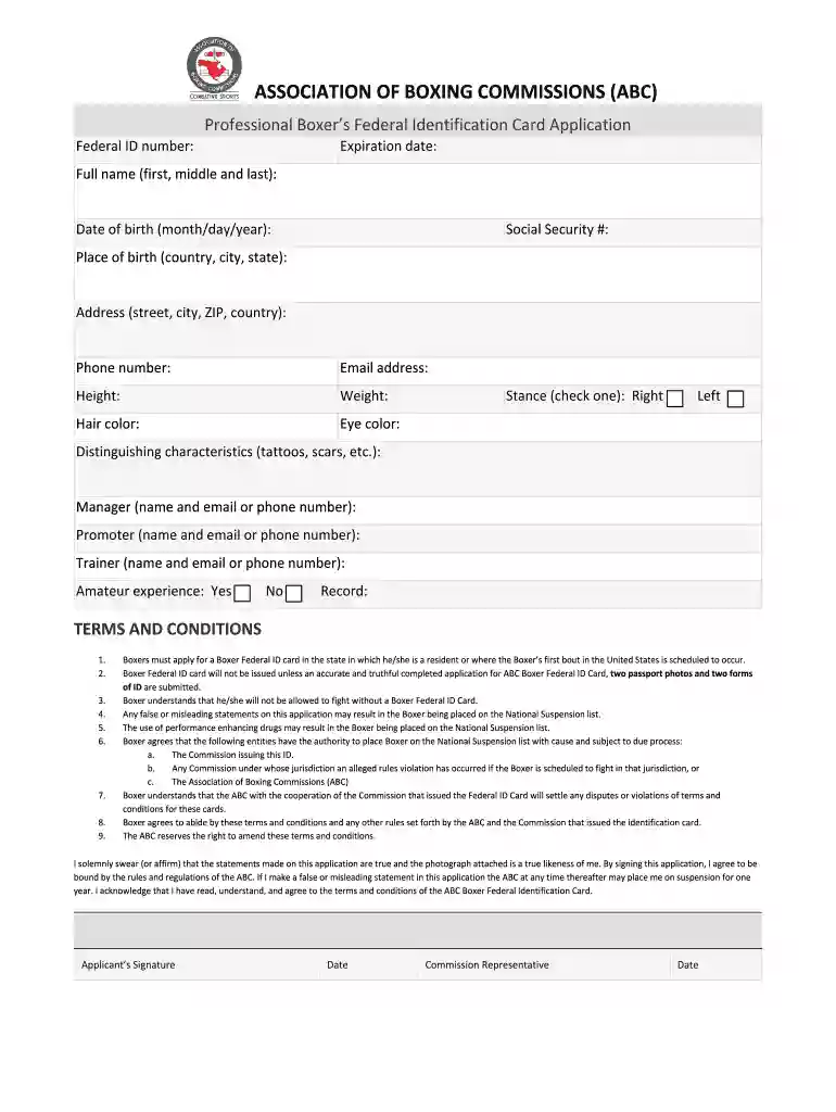 Boxing Federal ID application Boxing Federal ID application Preview on Page 1