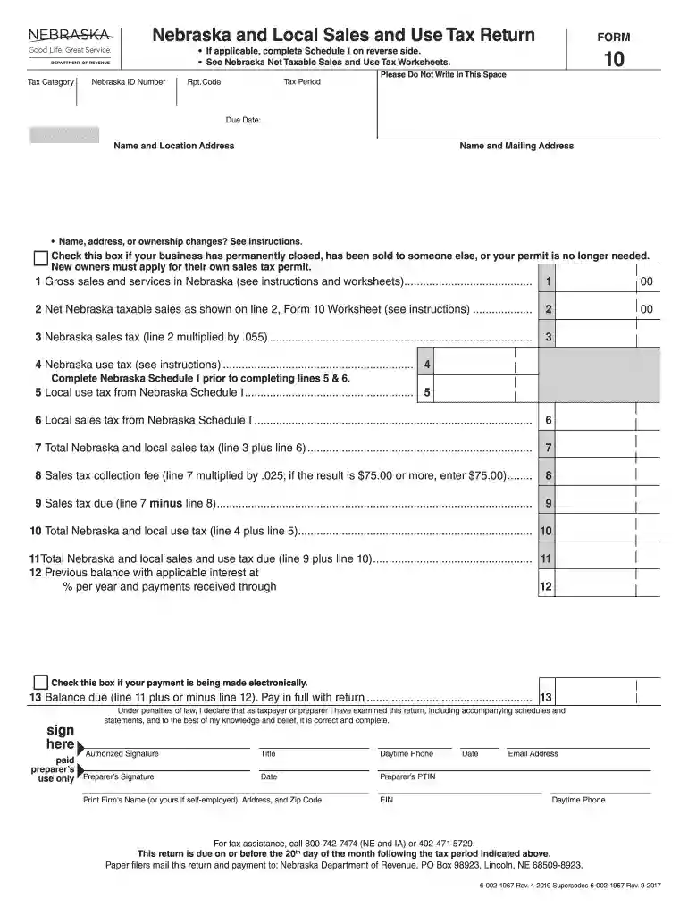 form 10 nebraska Preview on Page 1