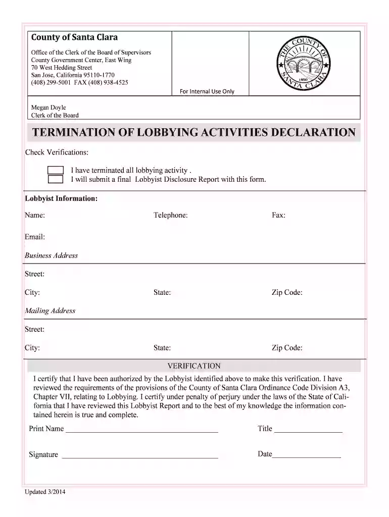 Clerk of the Board - the County of Santa Clara Preview on Page 1