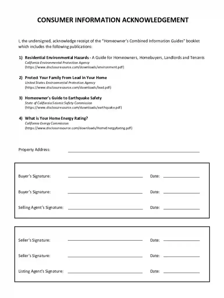 Consumer Information Acknowledgement Preview on Page 1