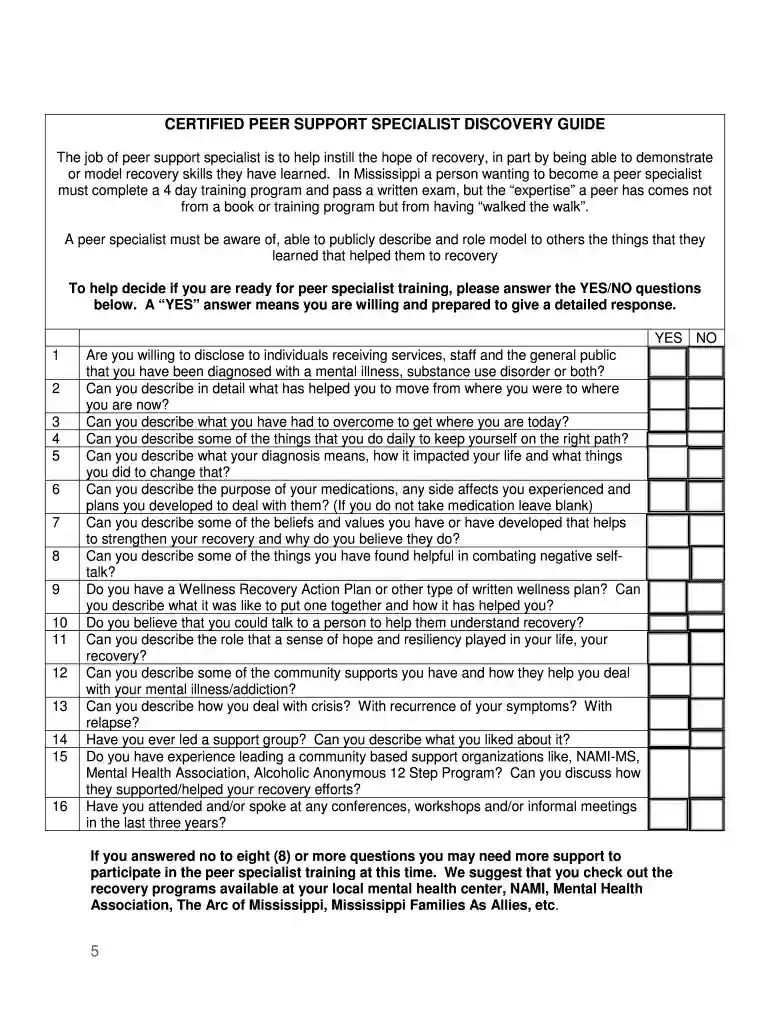 Certified Peer Support Specialist Professional Adult (CPSSP- A) Preview on Page 1