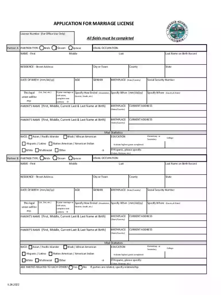 marriage license application Preview on Page 1