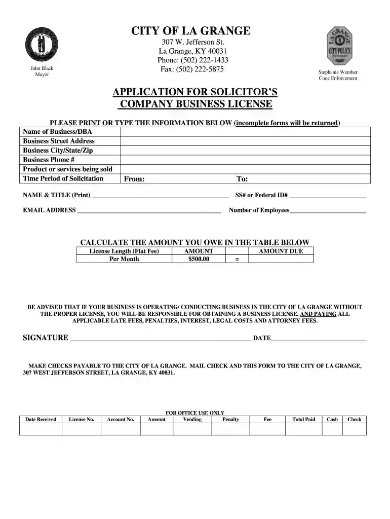 ky city business license Preview on Page 1