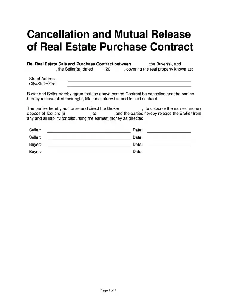 real estate release form Preview on Page 1