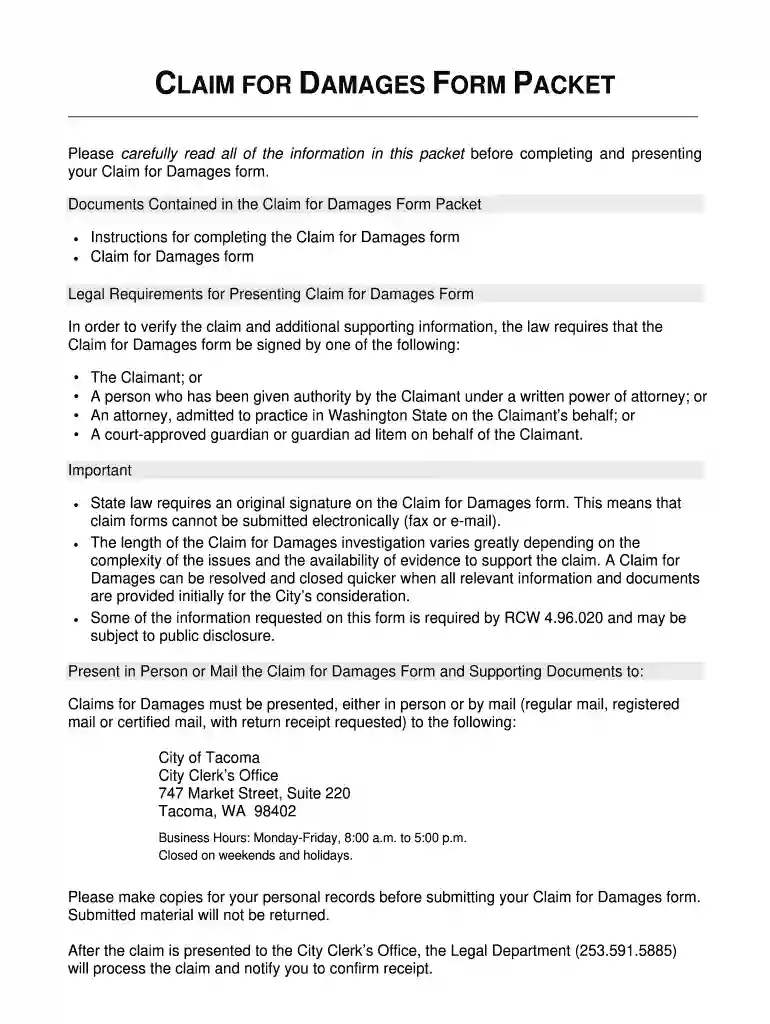 claim of damages Preview on Page 1
