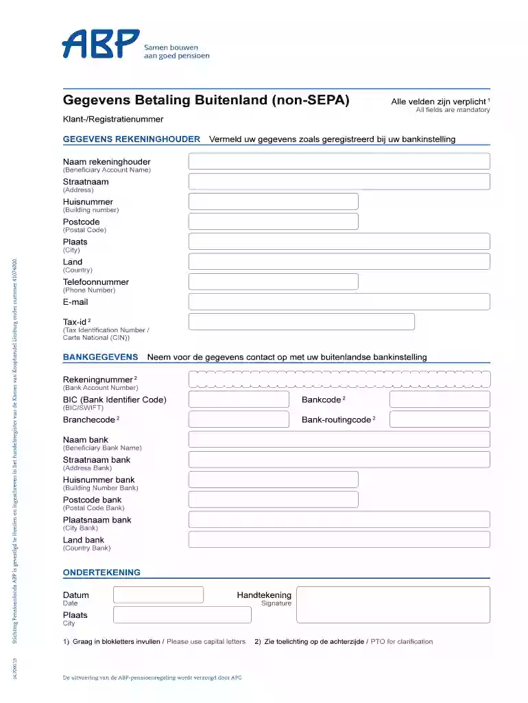 Gegevens Betaling Buitenland (non-SEPA) Preview on Page 1