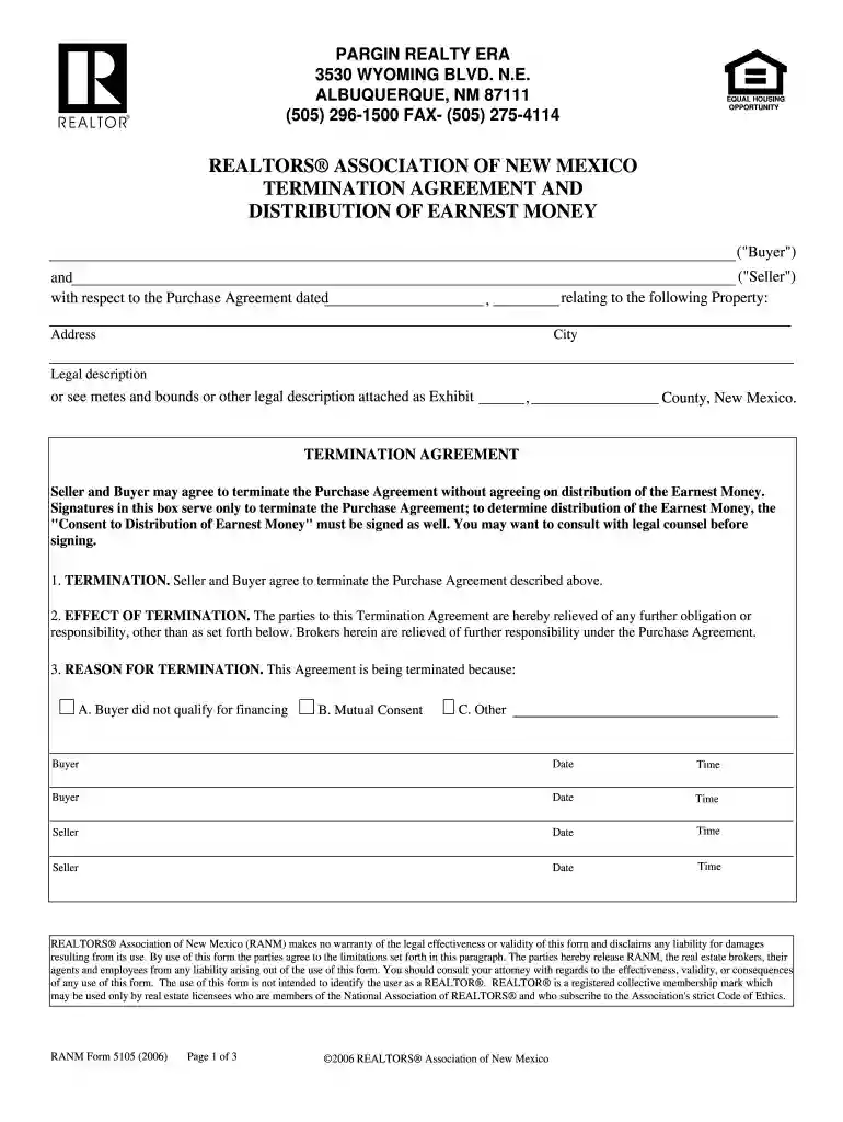 Realtors association of new mexico termination agreement and ... Preview on Page 1