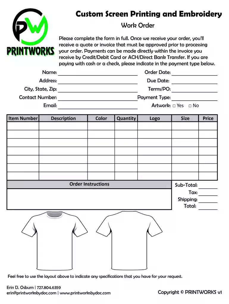 Order Forms - Deluxe Screen Printing Preview on Page 1