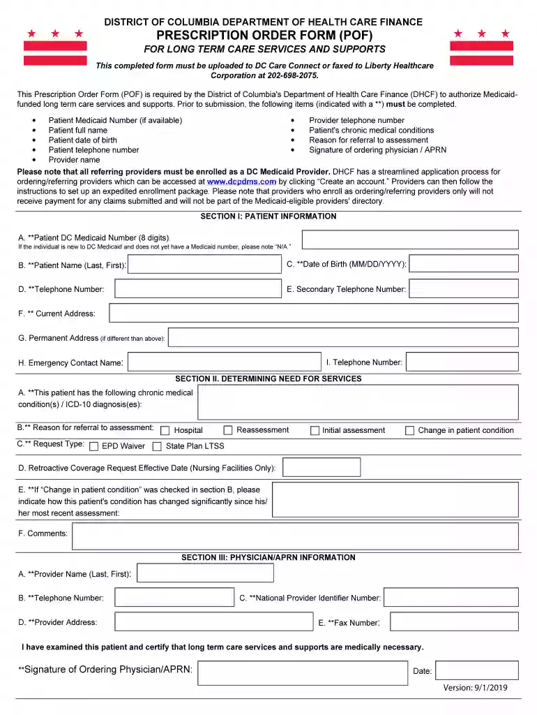 dhcf prescription order form Preview on Page 1