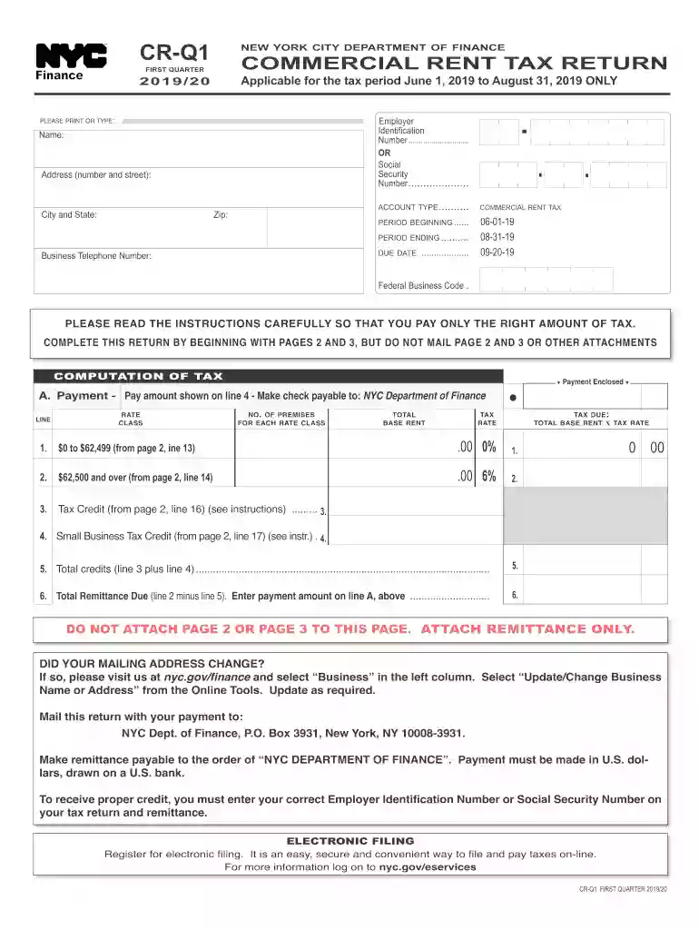 nyc cr q1 form Preview on Page 1