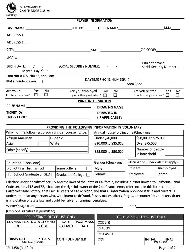 second chance claim form Preview on Page 1